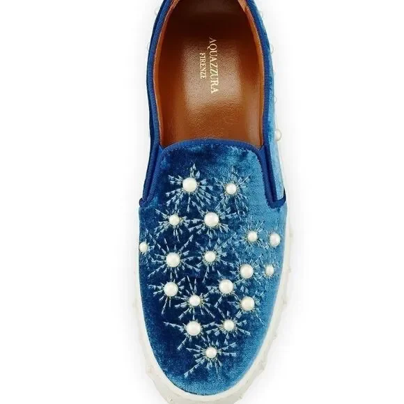 Aquazurra Cosmic Pearls Blue Slip On Sneaker US 6 - Picture 3 of 7